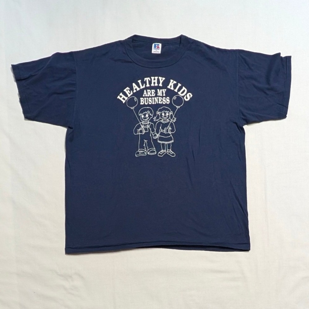 Vintage Russell Athletic Healthy Kids Are My Business T-Shirt Navy XL USA Made